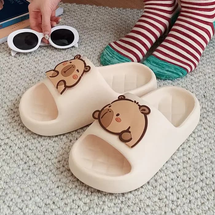 XIXITIAO Chaussons de bain en EVA souple pour femmes, motif Capybara mignon, pour l'été, pantoufles 