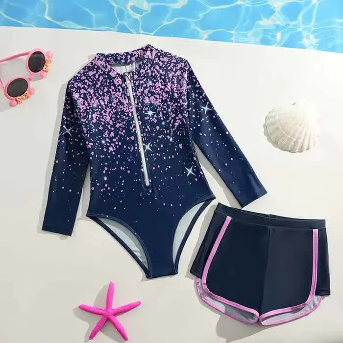 Maillot de bain une pièce imprimé pour filles 2026 avec short intégré, tenue de bain pour enfants de