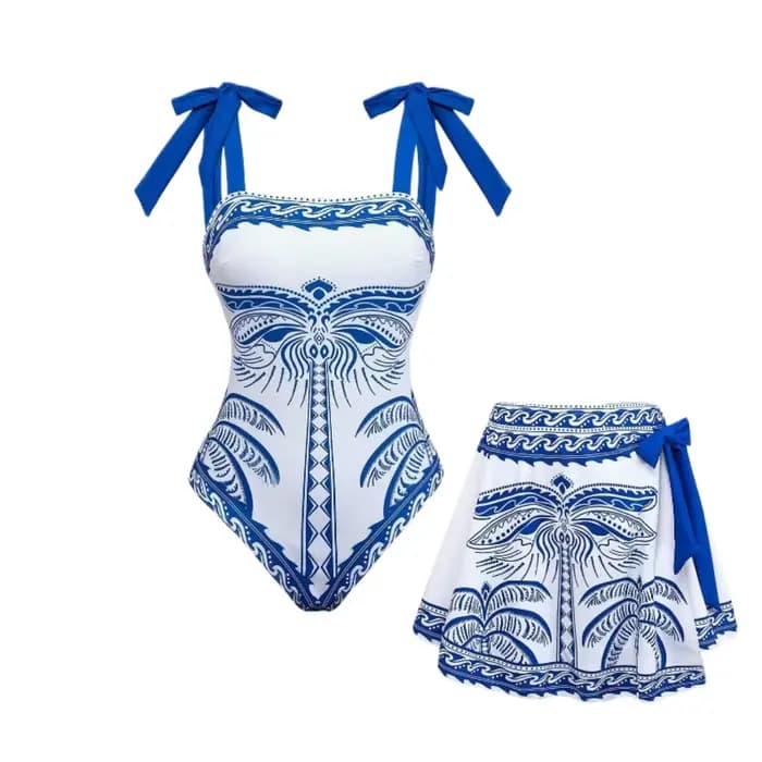 Maillot de bain une pièce rétro, jupe à bretelles sur les épaules, imprimé Floral, amincissant, pour