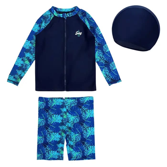 Maillot de bain à manches longues pour enfants, protection solaire pour garçons, haut à fermeture éc
