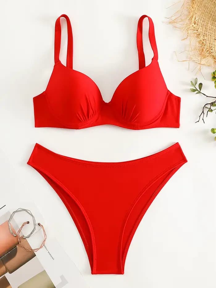 Soutien-gorge à armatures tasse Bikini brésilien femme maillot de bain femmes maillots de bain deux 