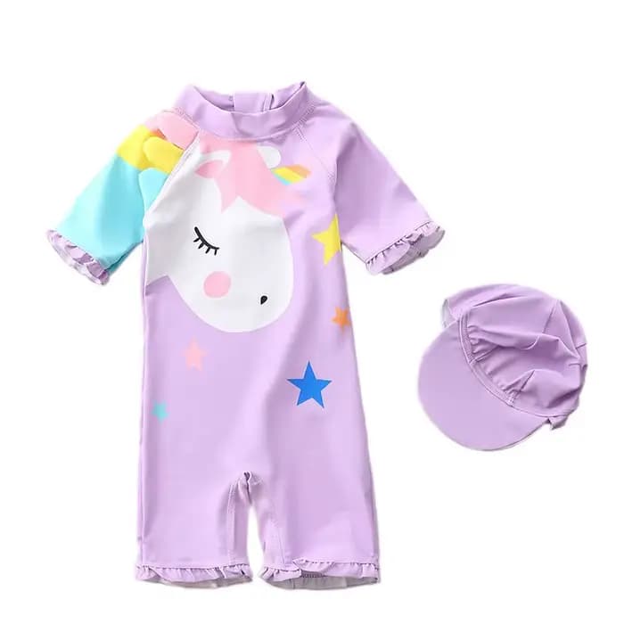 Maillot de bain une pièce pour filles, protection UV, avec chapeau, Costume de sirène pour la plage 