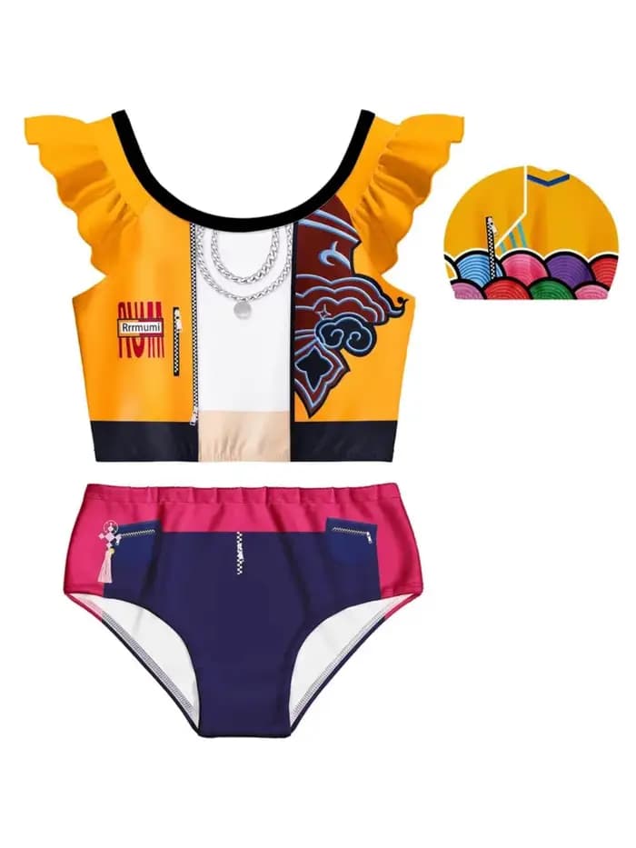 Vêtements pour enfants Ensemble de maillot de bain pour filles, imprimé de dessins animés, maillot d