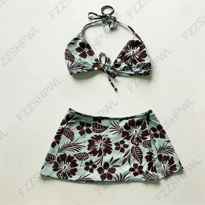 Ensemble bikini Y2K Harajuku pour femmes, maillot de bain sexy à pois, coupe ajustée, col halter, ch