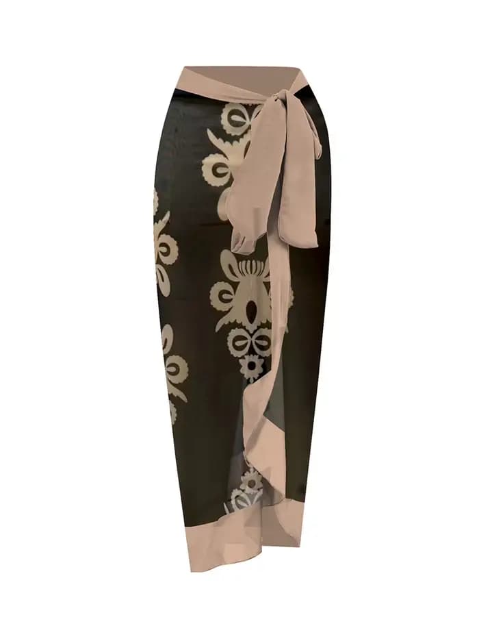Maillot de bain sexy à manches longues transparent avec protection solaire, jupe et pantalon intégré
