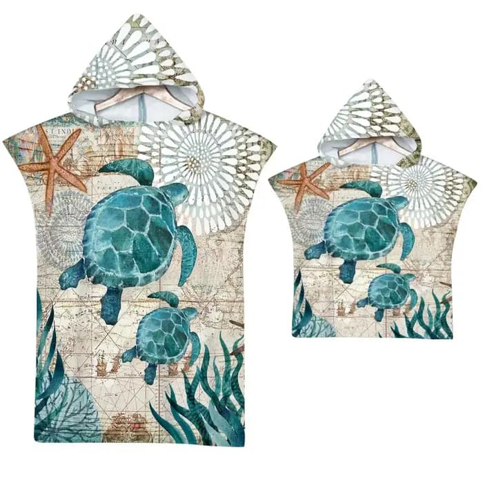 Serviette de bain tortue de mer, Cape à capuche à séchage rapide, grande serviette de plage en micro