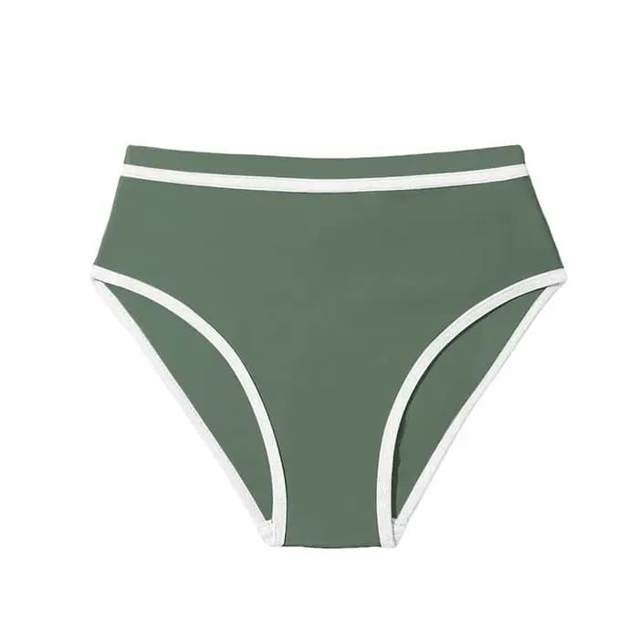1 pièce Culotte de maillot de bain menstruel pour filles, taille haute, couvrante, style bikini, pou