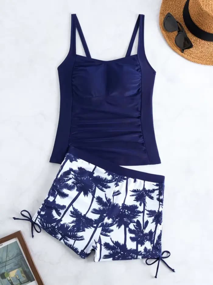 Maillot de bain 2 pièces femme 2026 Nouveau maillot de bain uni à bretelles Tankini d'été Cache-vent