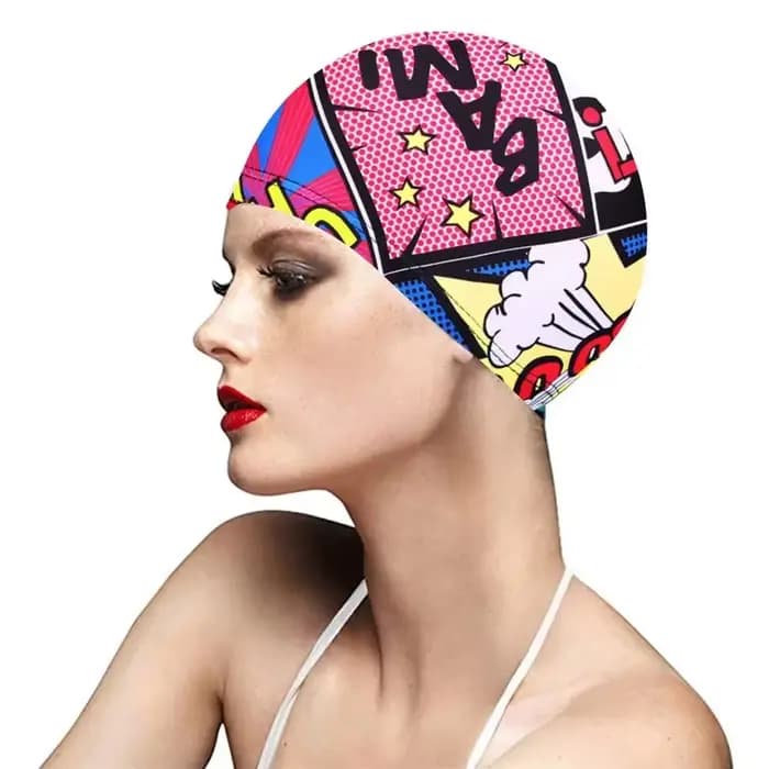 Bonnet de natation imprimé fleuri, bonnet pour cheveux longs, bonnet de sport de piscine, revêtement