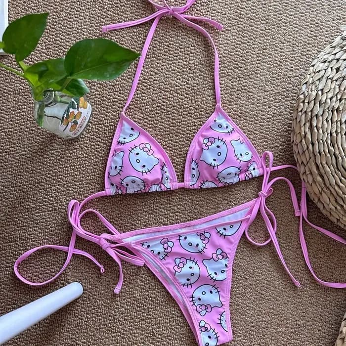 Ensembles de bikinis Hello Kitty, maillots de bain Kawaii My Melody pour filles, lingerie de plage A