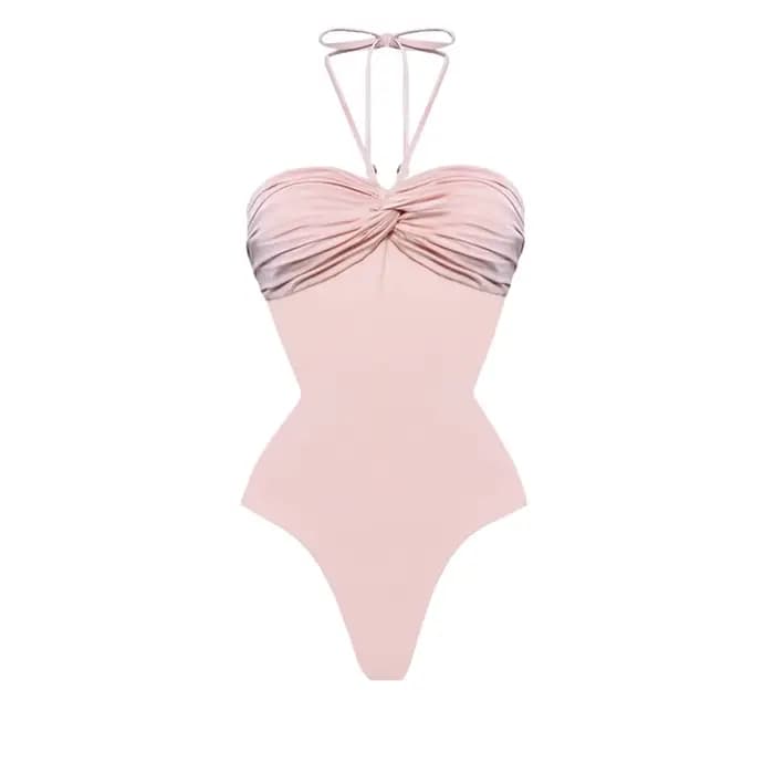 Rose 2 pièces licou maillot de bain 2026 Bandeau Biquini Sexy Bikini femmes maillots de bain Push Up