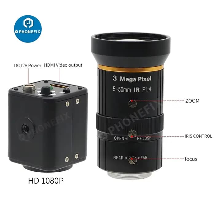 Caméra vidéo HDMI en direct Full HD 1080P 60FPS 2.0MP, objectif CCTV 5-50MM pour conférence d'enseig