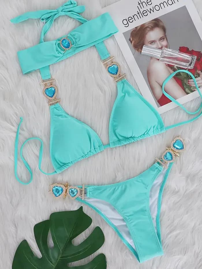 Maillot de bain deux pièces en biscuits pour femmes, ensemble bikini avec bandeau, baigneur, baigneu