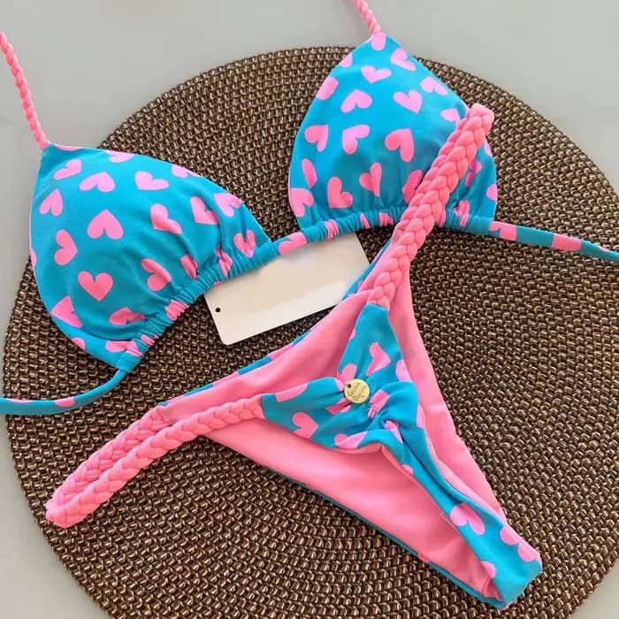 Nouveau Bikini femme maillot de bain imprimé fendu mode string plage vacances