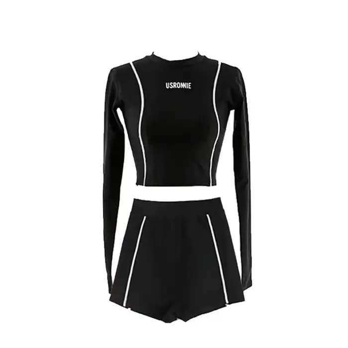 Maillot de bain deux pièces à manches longues pour femme, patchwork, vêtements de plage, piscine, sp