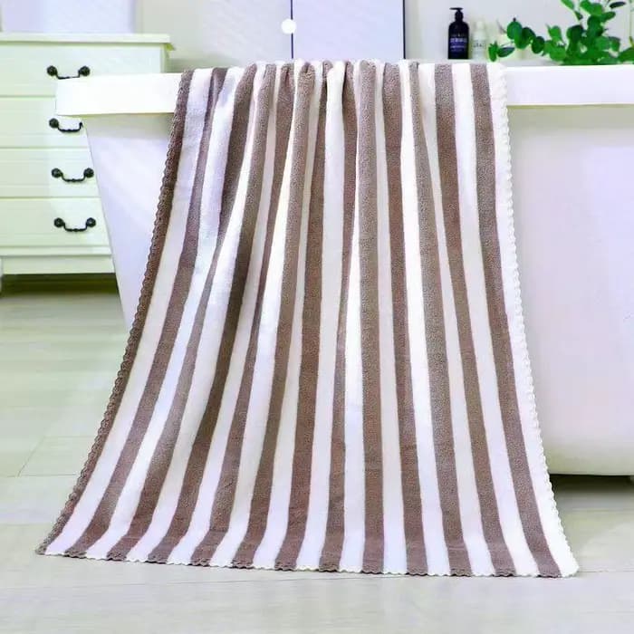 Nouvelle serviette épaisse absorbante, serviette de visage rayée en velours corail, serviette de bai