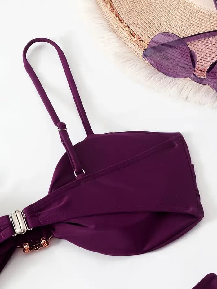 Bikini taille haute pour femmes, maillot de bain deux pièces, bandeau, vêtements de bain pour femmes