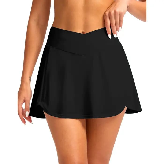 Jupes de bain pour femmes avec culotte intégrée, shorts de bikini taille haute, bas de bikini, jupe 