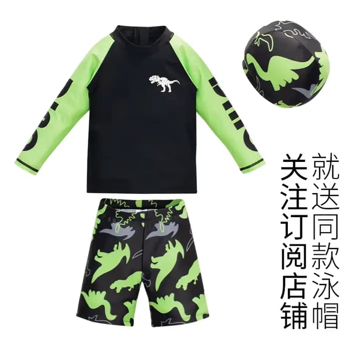Maillot de bain pour bébé garçon, fendu à manches longues, protection solaire pour enfants moyens et