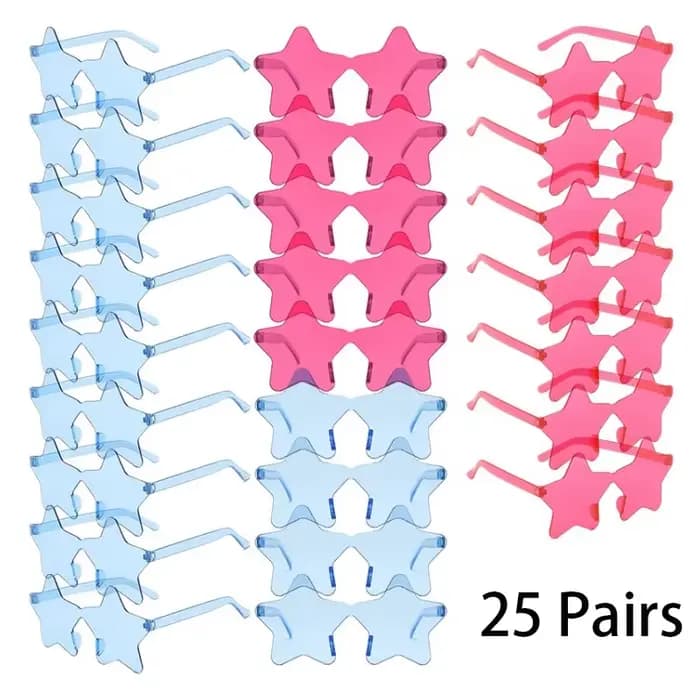 25 paires de lunettes de soleil sans bords en forme d'étoile pour hommes, mode mignon couleur bonbon