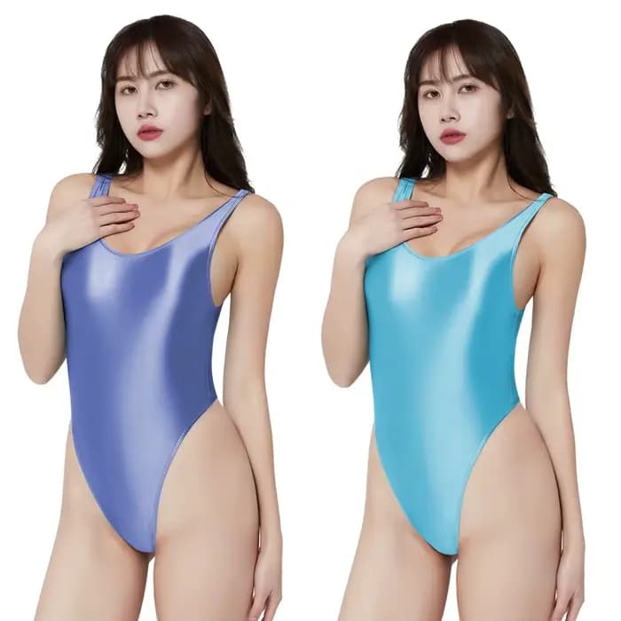 Maillot de bain une pièce Sexy pour femmes, brillant à l'huile, vêtements de Fitness en forme de T, 