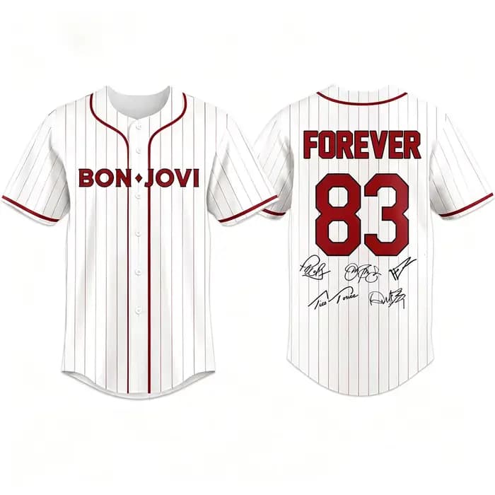 T-shirt unisexe à manches courtes boutonné Bon Jovi Forever Tour 2026, style décontracté d'été, pour