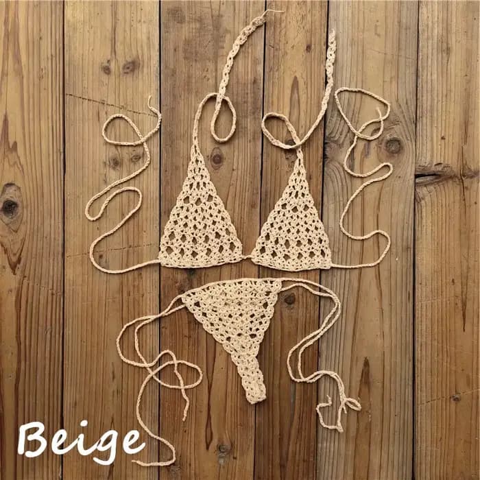 Mini ensemble de Bikini au Crochet fait à la main pour femmes, Micro Bikini Sexy de styliste, maillo