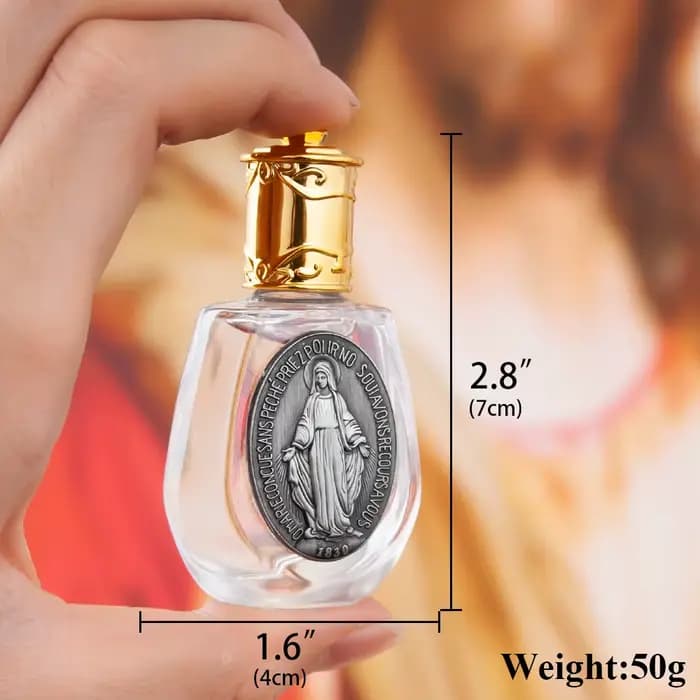 HTISOK Bouteille d'eau bénite chrétienne orthodoxe, navire sacré fabriqué à la main avec gravure cro