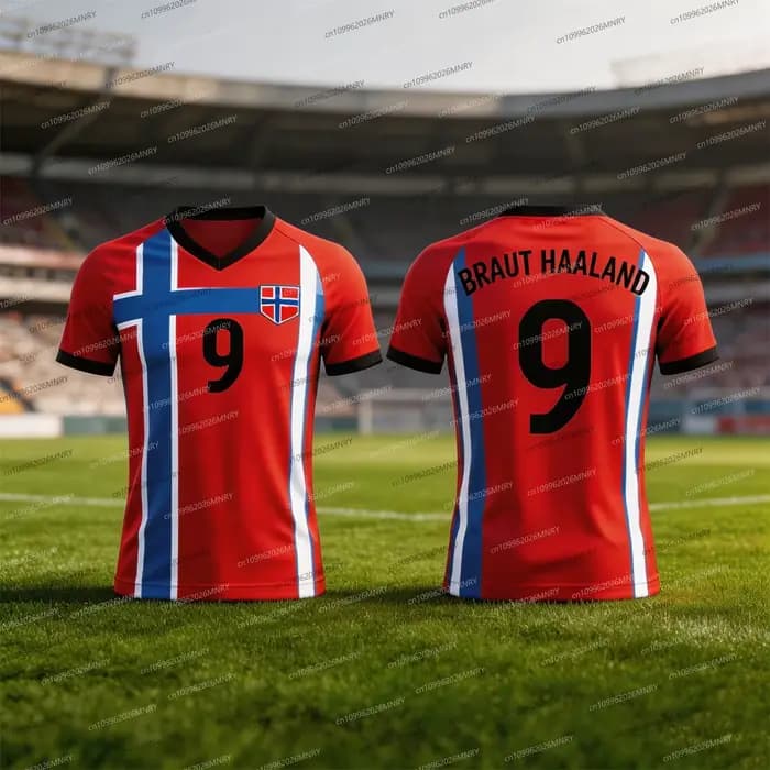 Maillot de Norvège 25/26 HAALAND – Maillot d'été pour homme, uniforme d'entraînement sportif, respir