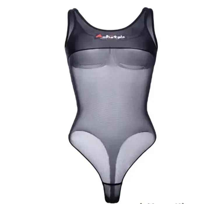 Maillot de bain une pièce sexy noir en maille transparente pour femme, coupe haute, dos nu, monokini