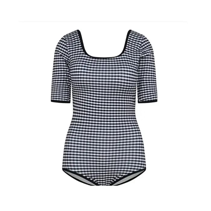 Maillot de bain une pièce avec jupe, style coréen, couleur unie, push-up, noir, sexy, monokini, spor