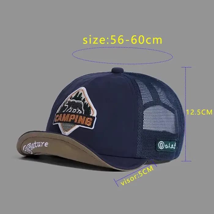 Casquette de baseball à visière courte de grande taille, maille respirante pour papa, 5 panneaux, ch