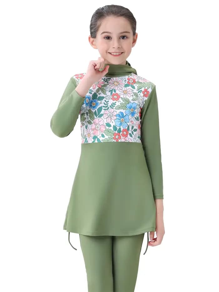 Maillot de bain islamique Hijab pour filles, maillot de bain musulman, modeste, manches longues, Bur