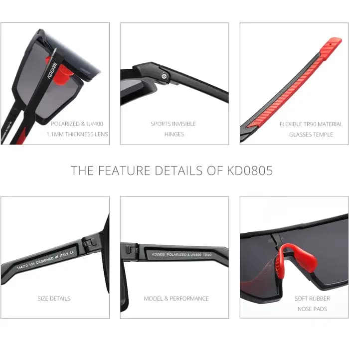 KDEAM-Lunettes de soleil de sports de plein air pour hommes, lunettes de soleil polarisées UV400, ca