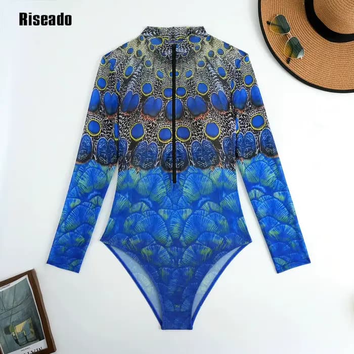 Maillot de bain en maille pour femmes, avec manches, Sexy, taille haute, surf, une pièce, élégant, a