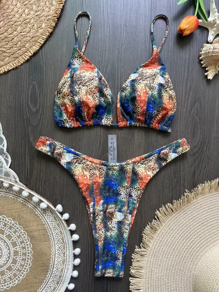 Maillot de bain micro sexy pour femme, ensemble bikini brésilien imprimé, string, tenue de plage