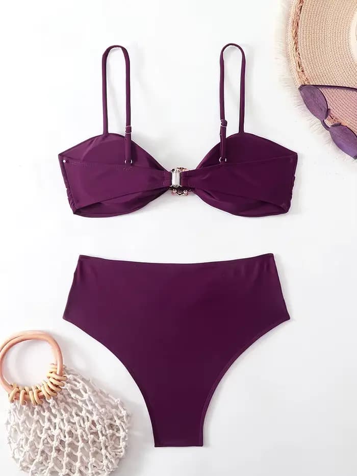 Bikini taille haute pour femmes, maillot de bain deux pièces, bandeau, vêtements de bain pour femmes