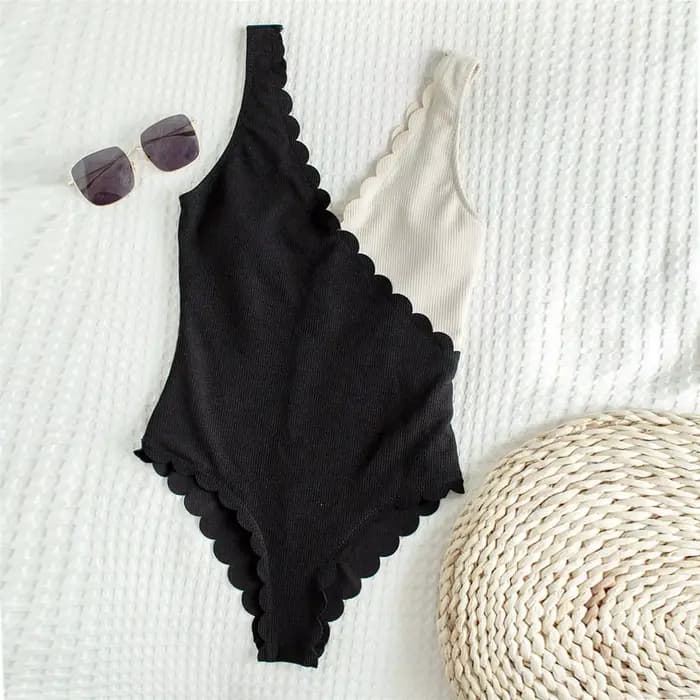 Maillot de bain une pièce, sexy, festonné, épissage, coupe haute, pour femmes, vêtements de plage, p
