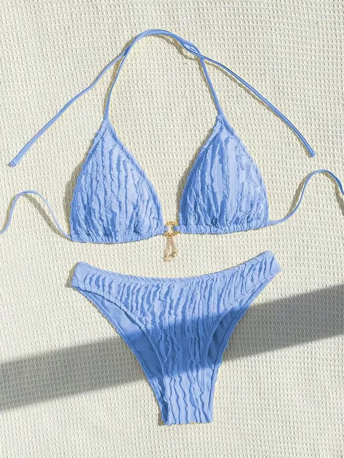 Ensembles de bikinis sexy, maillot de bain deux pièces pour femmes, bikini à col halter à volants, m