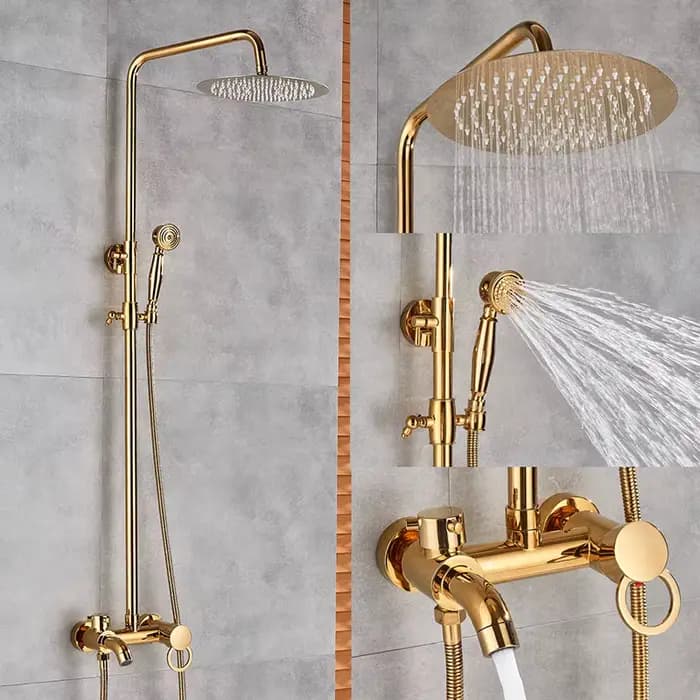 Ensemble de douche et robinetterie de bain en laiton antique, mitigeur de bain et douche, pommeau de