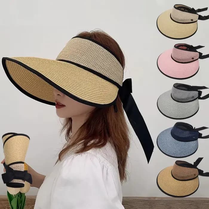 Chapeaux de paille pour femmes, chapeau de plage, protection solaire contre les UV, casquette à gros