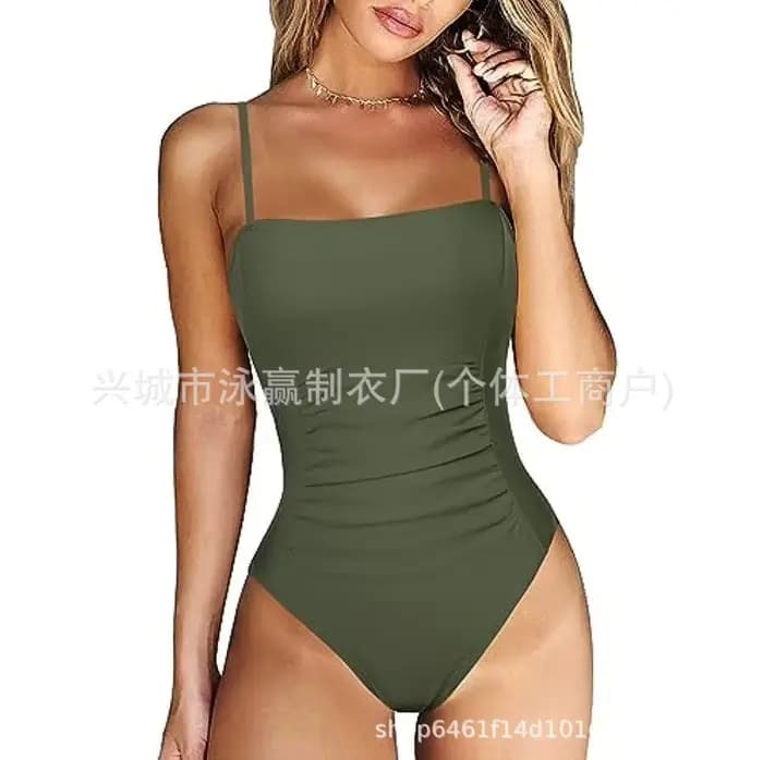 Nouveau Maillot de Bain Une Pièce Femme 2025 – Couleur Unie Multicolore – Maillot de Bain Transfront
