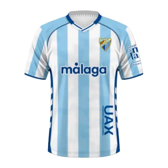 Maillot de football concept rayé bleu et blanc Malaga pour les fans, t-shirt décontracté de sport à 