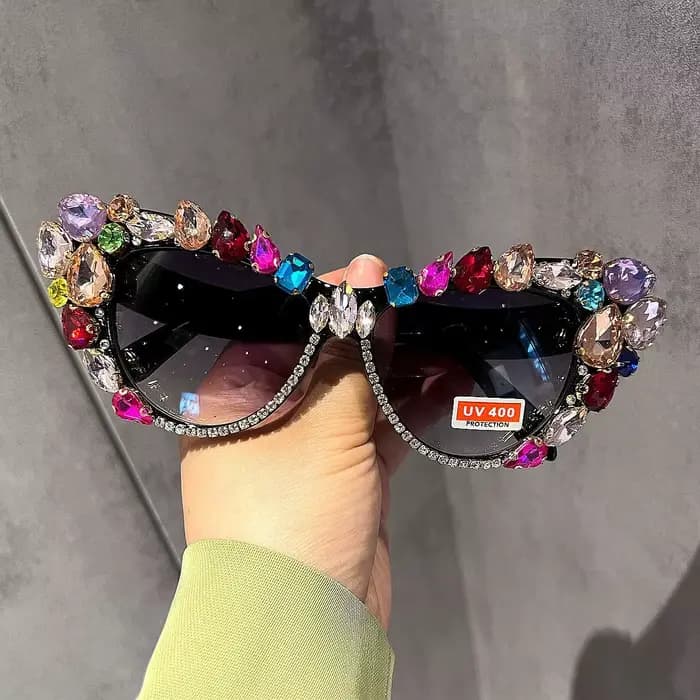 2025 surdimensionné lunettes De soleil œil De chat femmes marque concepteur De luxe rétro cristal Se