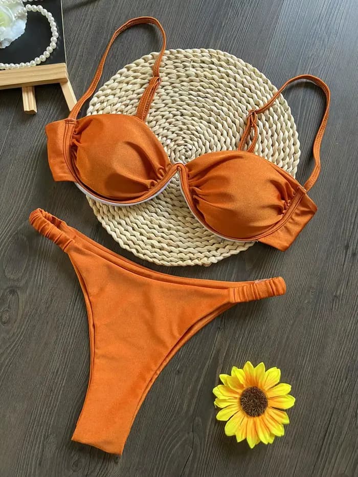 Ensemble bikini sexy 3D à fleurs 2026 pour femme, noir et blanc, micro-mini, avec armatures en V, ma