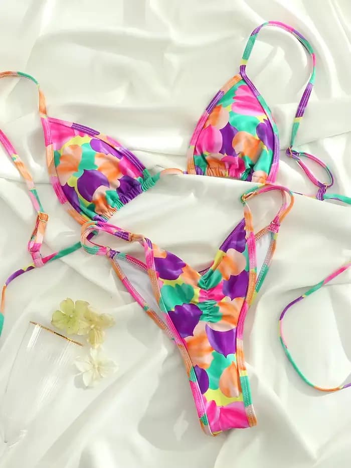 Maillot de bain imprimé extrême pour femmes, maillot de bain découpé, taille basse, Micro, ensemble 