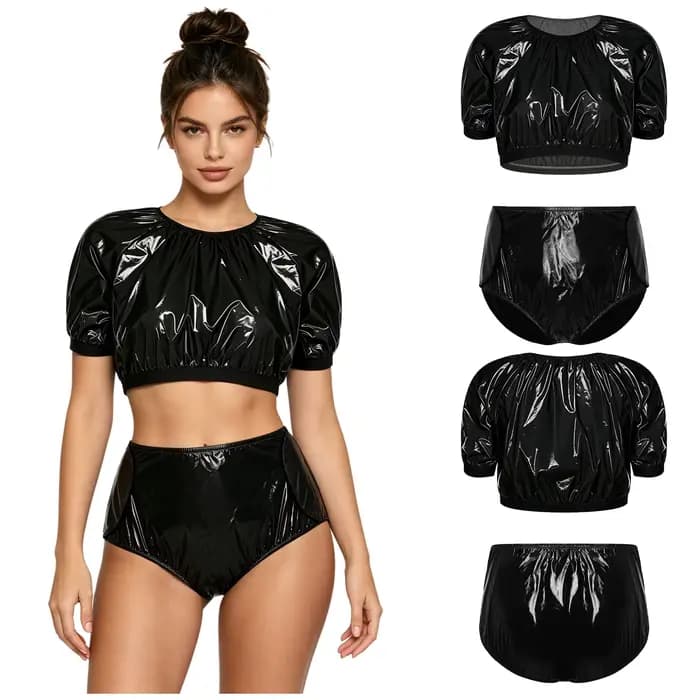 Maillot de bain pour femmes à besoins spéciaux, vêtements adaptatifs en vinyle imperméable, haut cou