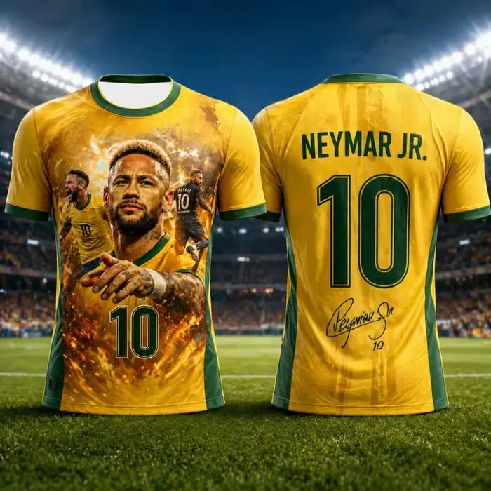 2026 Neymar Jr # 10 Maillots de football du Brésil jaune-vert à manches courtes pour fans, streetwea