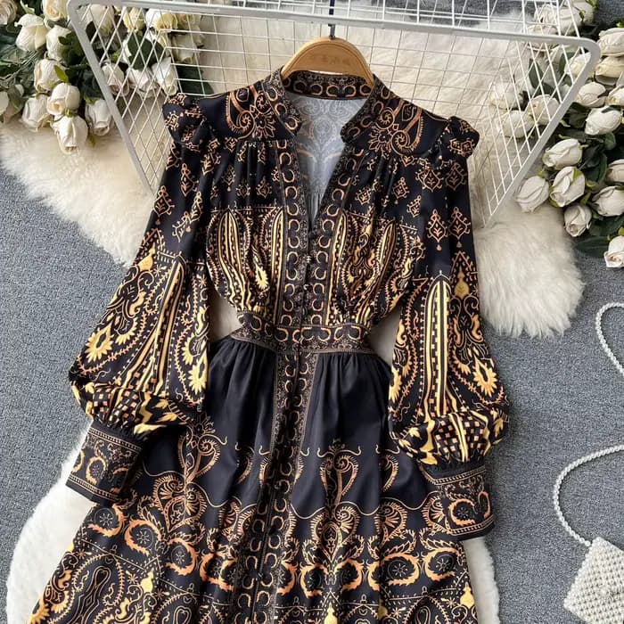 Robe de Palais à Manches sulfpour Femmes, Chemises Trapèze à Simple Boutonnage, Élégantes, Impressio