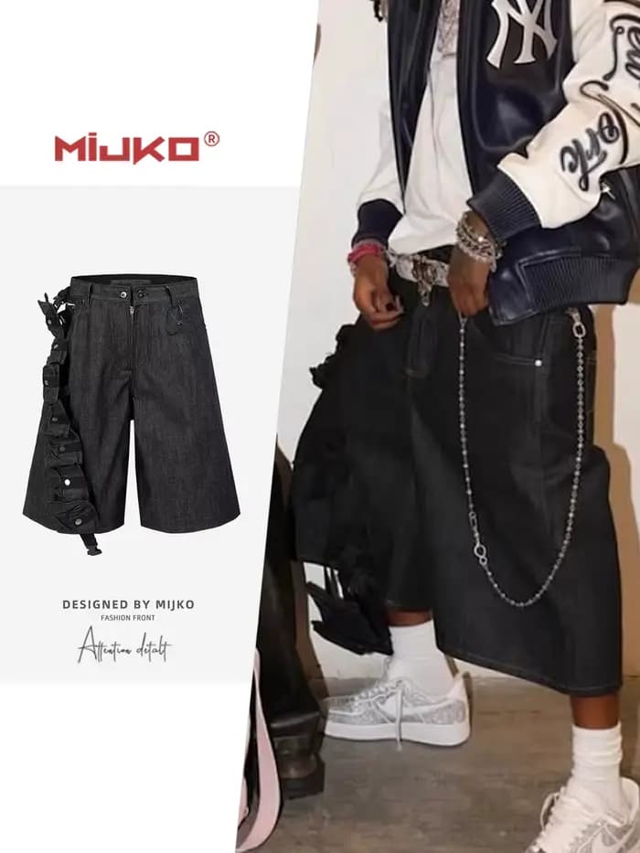 MIJKO – short original unisexe, jean tactique multifonctionnel, vêtements d'extérieur fonctionnels, 
